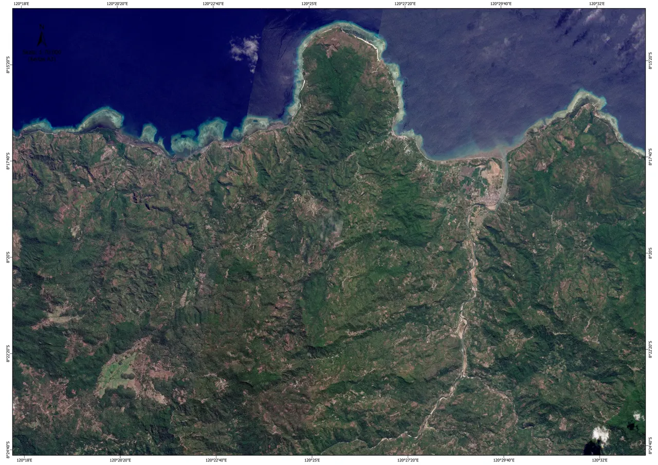 Peta Citra Satelit Reok Flores (Pra-Gempa Baseline)